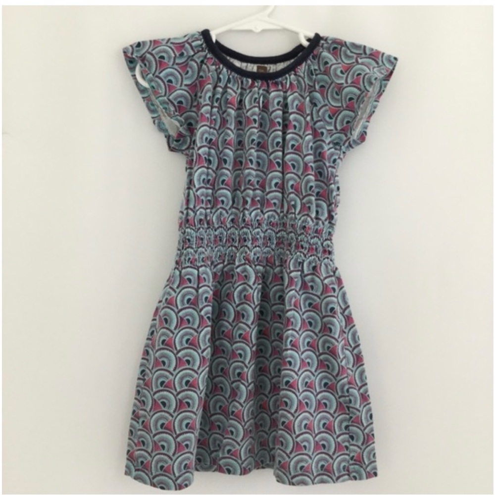 Girl’s Tea Collection Blue Green Fit and Flare Dress Size 4